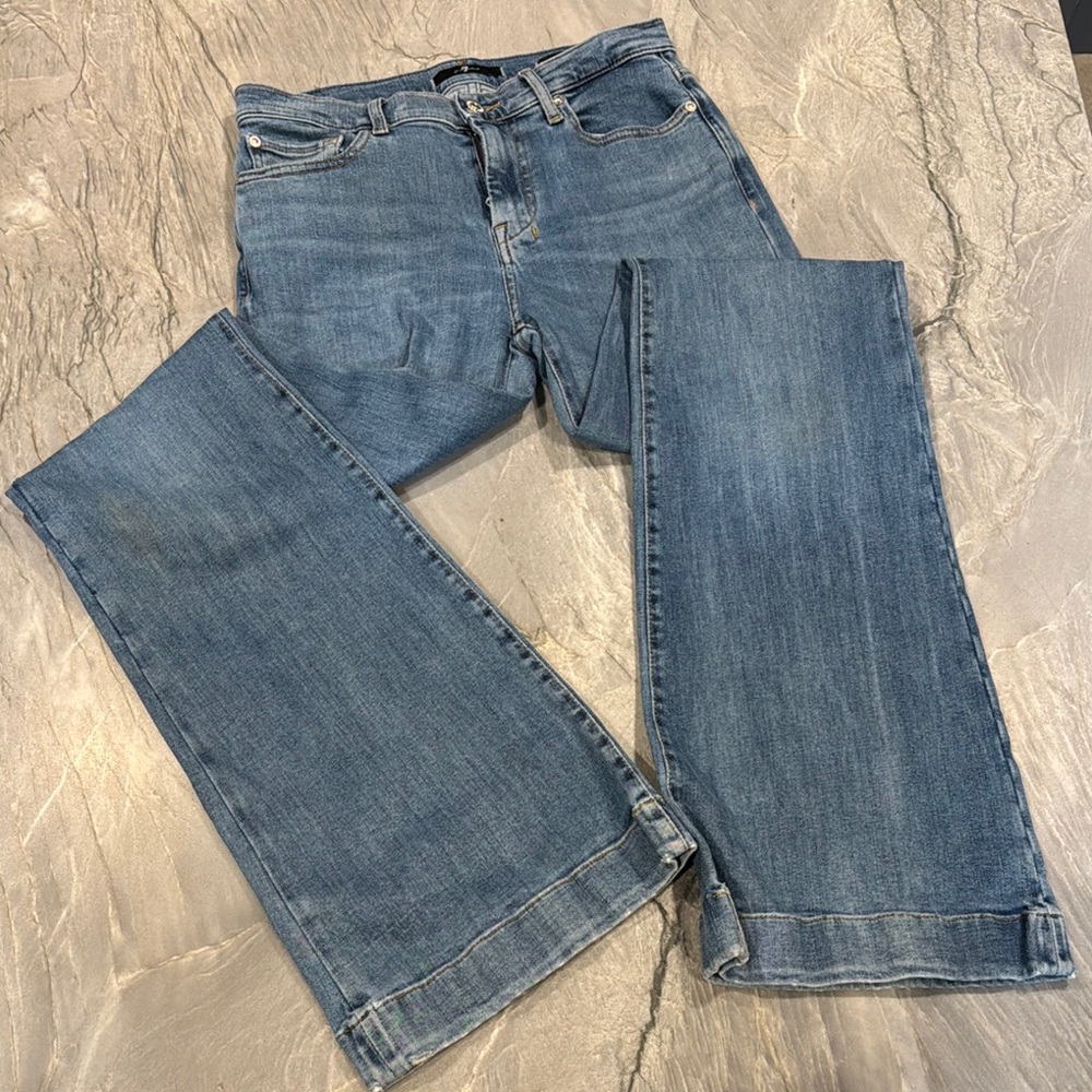 7 For All Mankind Blue Flare & Wide Leg Jeans